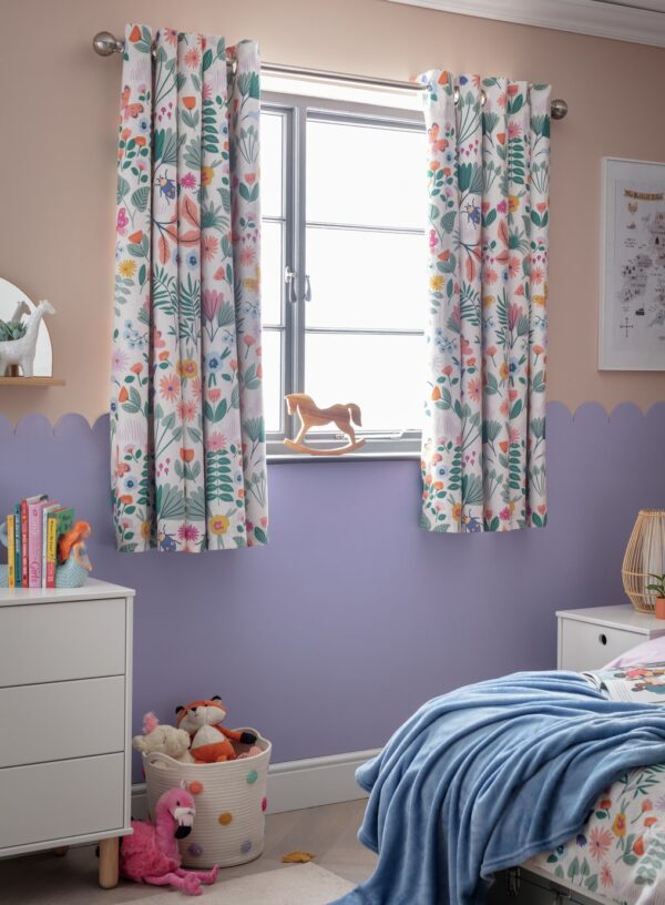 Habitat Kids Floral Blackout Eyelet Curtains - 168X137cm