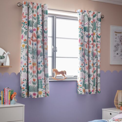 Habitat Kids Floral Blackout Eyelet Curtains - 168X137cm
