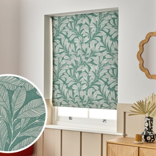 Habitat Linear Leaves Blackout Green Roller Blind - 90cm
