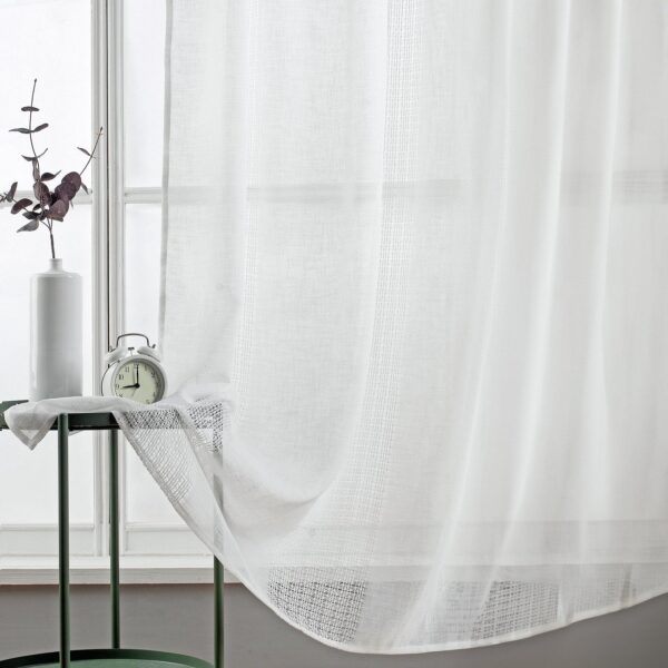 Habitat Linen Look Ladder Voile Curtain - White - 140x229cm