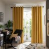 Habitat Plain Blackout Eyelet Curtains - Mustard