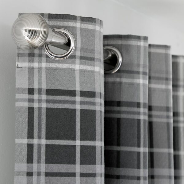 Habitat Traditional Check Eyelet Curtains - Grey -117x183cm
