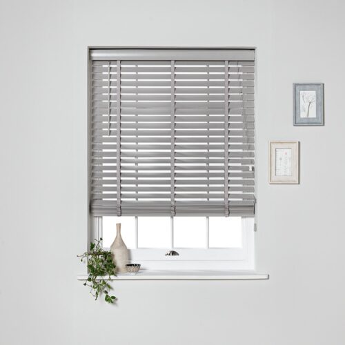 Habitat Wooden Grey 50mm Slat Venetian Tape Blind - 60cm