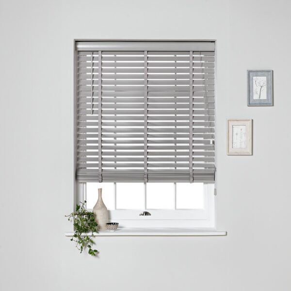 Habitat Wooden Grey 50mm Slat Venetian Tape Blind - 60cm
