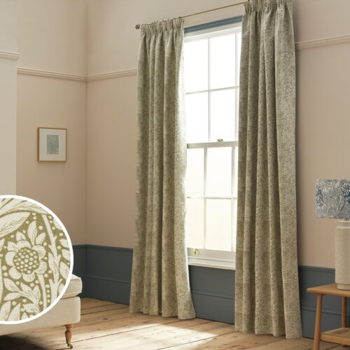 Habitat x Morris & Co. Floral Curtains - Green - 117x137cm