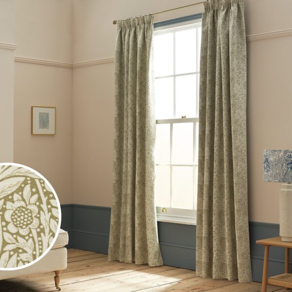 Habitat x Morris & Co. Floral Curtains - Green - 117x137cm