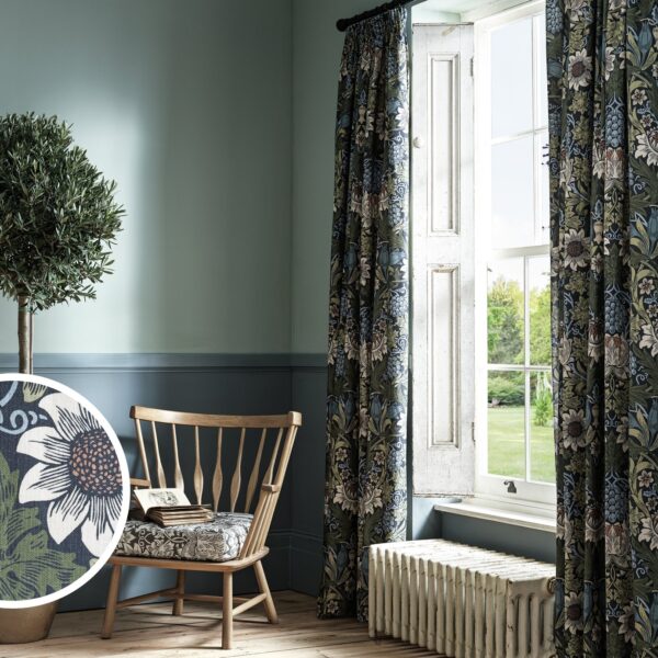 Habitat x Morris & Co. Sunflower Curtains - Navy - 117x137cm