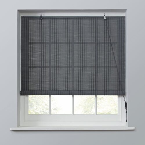 Little Black Book Bamboo Grey Roller Blind - 90cm