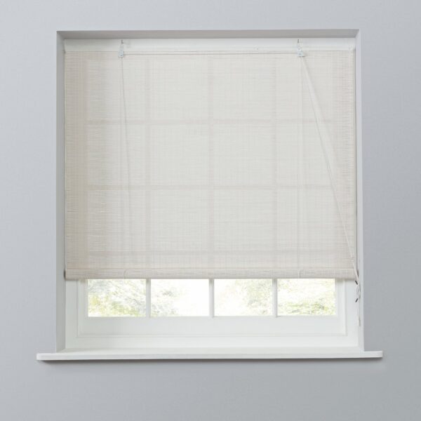 Little Black Book Bamboo White Roller Blind - 90cm