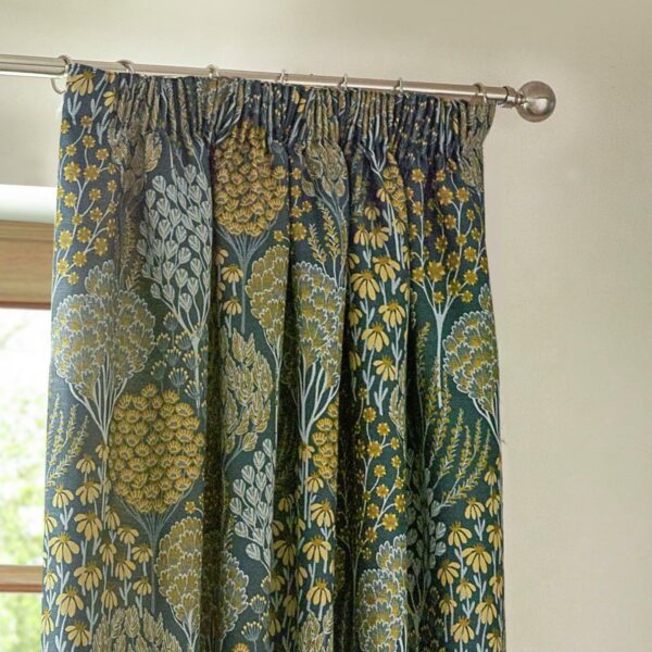 Wylder Ophelia Pencil Pleat Curtains - Blue - 117x137cm