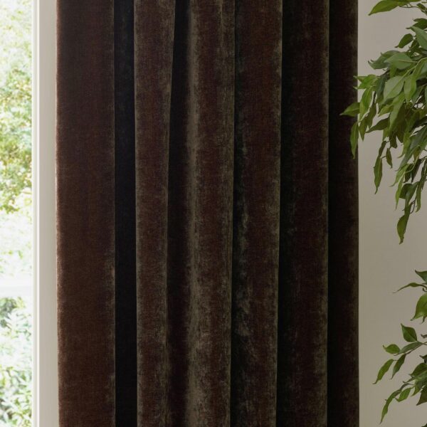 Yard Chenille Pencil Pleat Curtains - Brown - 117x137cm