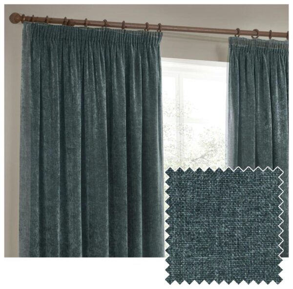 Yard Chenille Pencil Pleat Curtains - Marine - 117x137cm