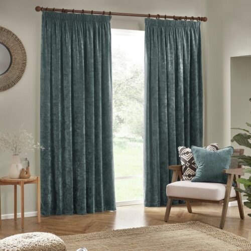 Yard Chenille Pencil Pleat Curtains - Marine - 117x137cm