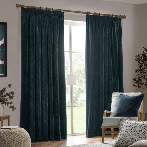 Yard Chenille Pencil Pleat Curtains - Navy - 117x183cm