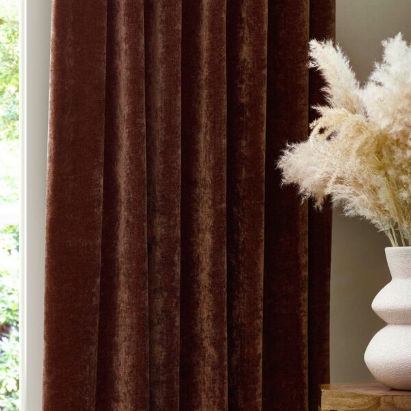 Yard Chenille Pencil Pleat Curtains - Nutmeg - 117x137cm