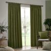 Yard Chenille Pencil Pleat Curtains - Olive - 117x137cm